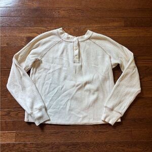 Old Navy Cream Long Sleeve Waffle Knit Top